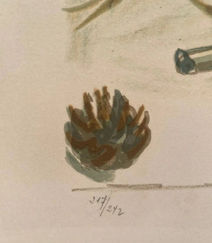 Lithographie signée Yves Brayer, Cabane gardiane, de 1973, numérotée. Antiquités de France