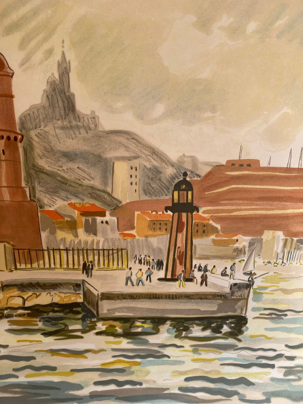 LITHOGRAPHIE signée Yves Brayer, numérotée VI/XX, Le fort St Nicolas. Antiquités de France