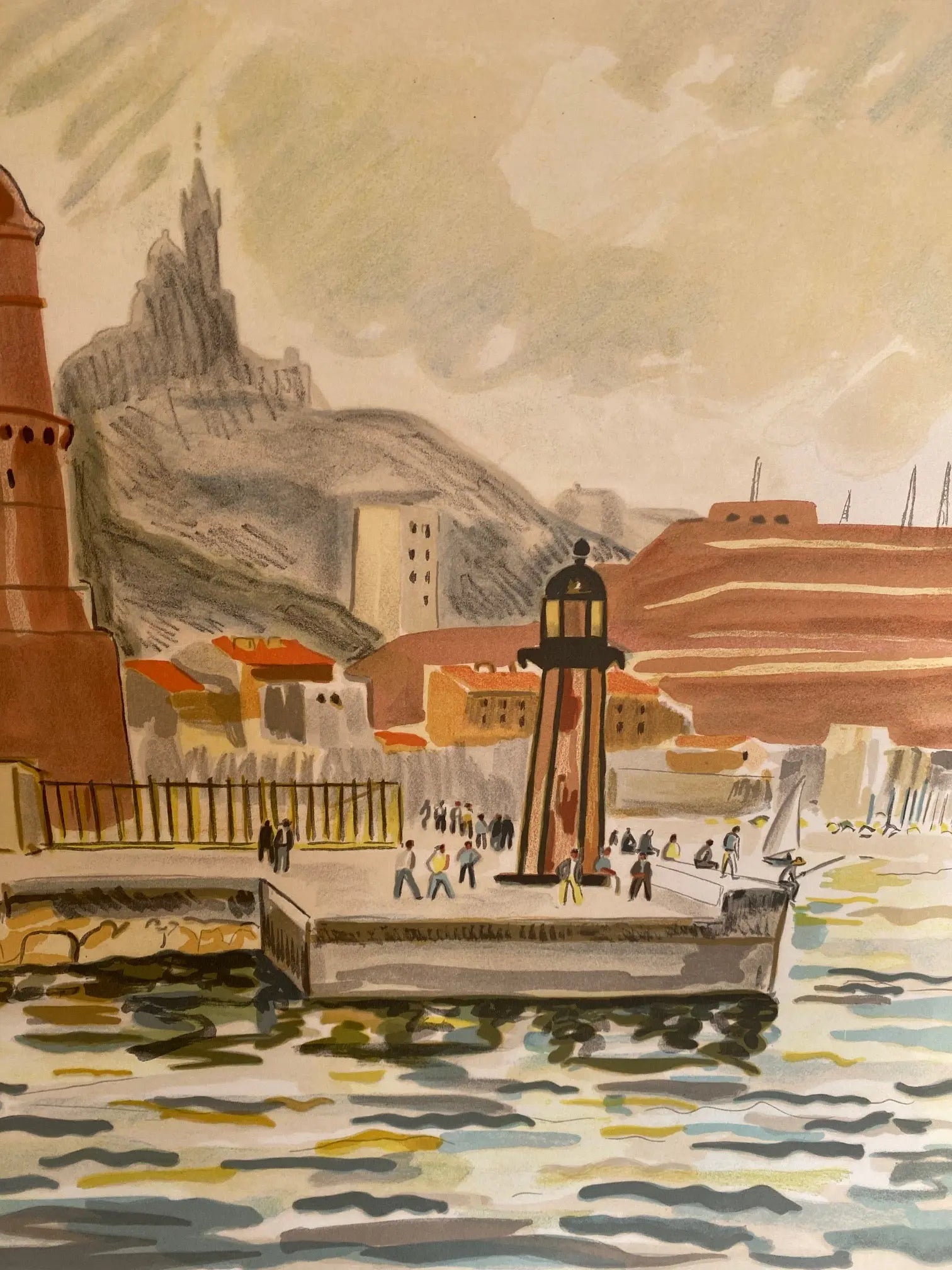 LITHOGRAPHIE signée Yves Brayer, numérotée VI/XX, Le fort St Nicolas. Antiquités de France