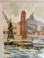 LITHOGRAPHIE signée Yves Brayer, numérotée VI/XX, Le fort St Nicolas. Antiquités de France