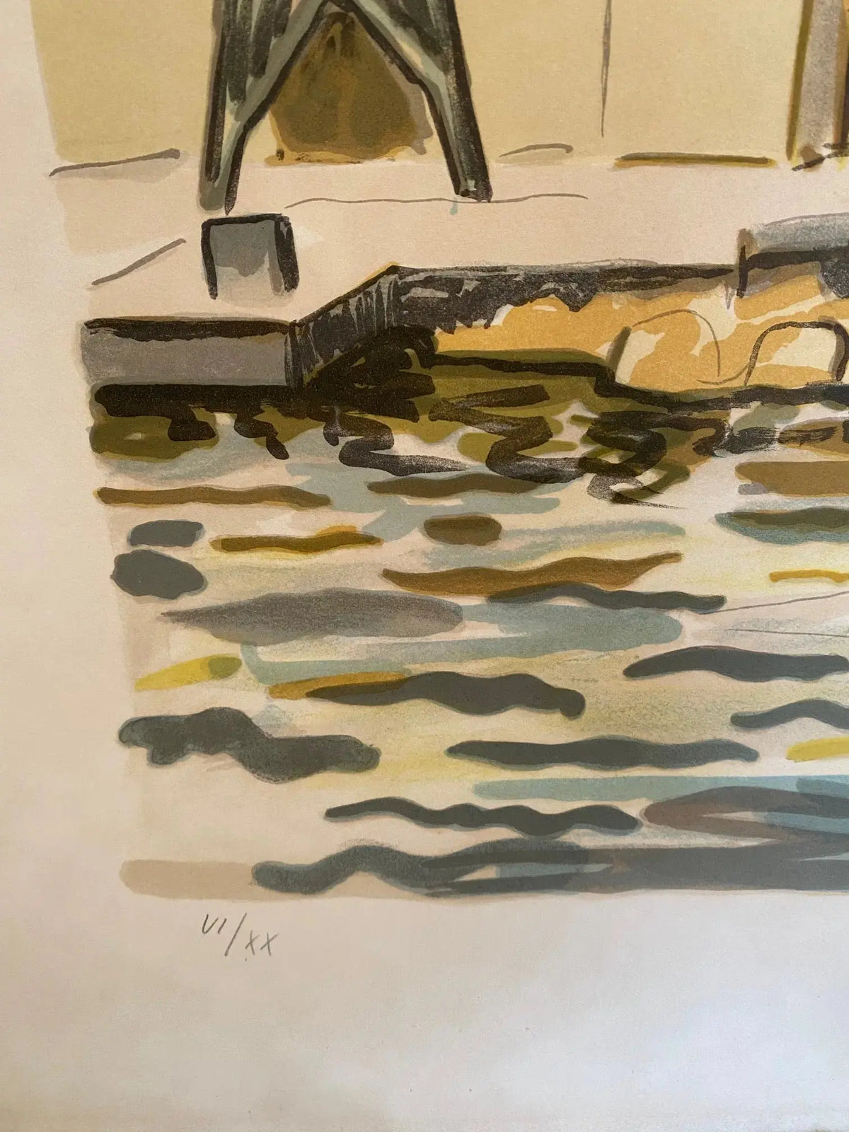 LITHOGRAPHIE signée Yves Brayer, numérotée VI/XX, Le fort St Nicolas. Antiquités de France