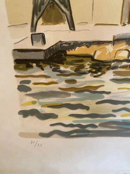 LITHOGRAPHIE signée Yves Brayer, numérotée VI/XX, Le fort St Nicolas. Antiquités de France