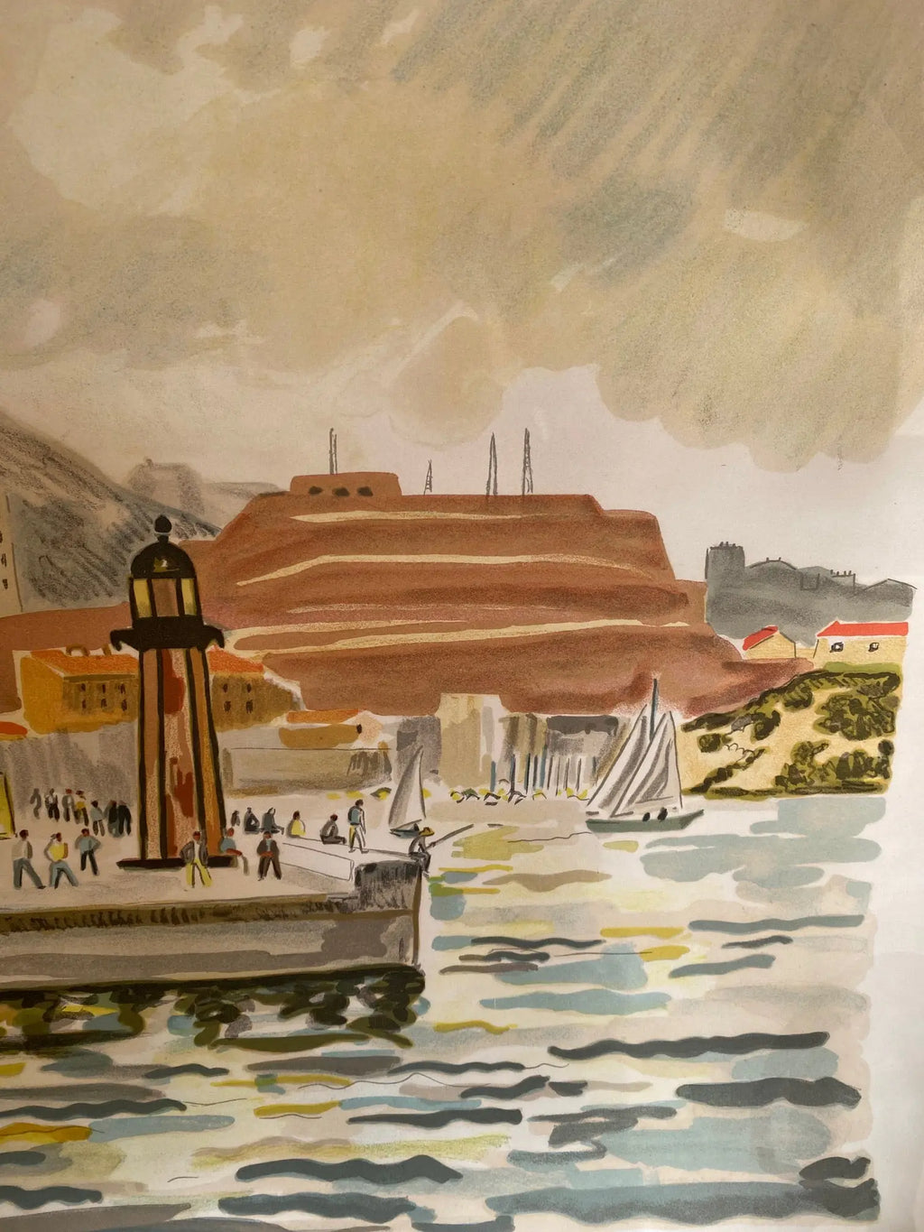 LITHOGRAPHIE signée Yves Brayer, numérotée VI/XX, Le fort St Nicolas. Antiquités de France