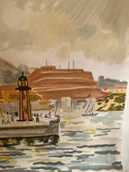 LITHOGRAPHIE signée Yves Brayer, numérotée VI/XX, Le fort St Nicolas. Antiquités de France