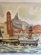 LITHOGRAPHIE signée Yves Brayer, numérotée VI/XX, Le fort St Nicolas. Antiquités de France