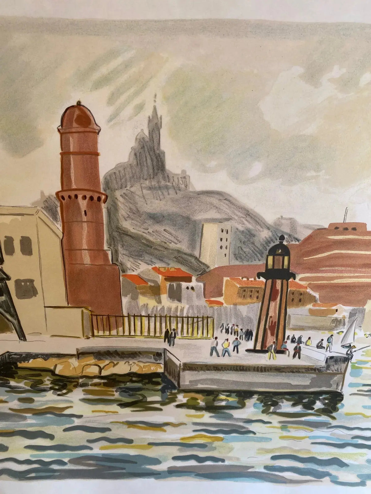LITHOGRAPHIE signée Yves Brayer, numérotée VI/XX, Le fort St Nicolas. Antiquités de France