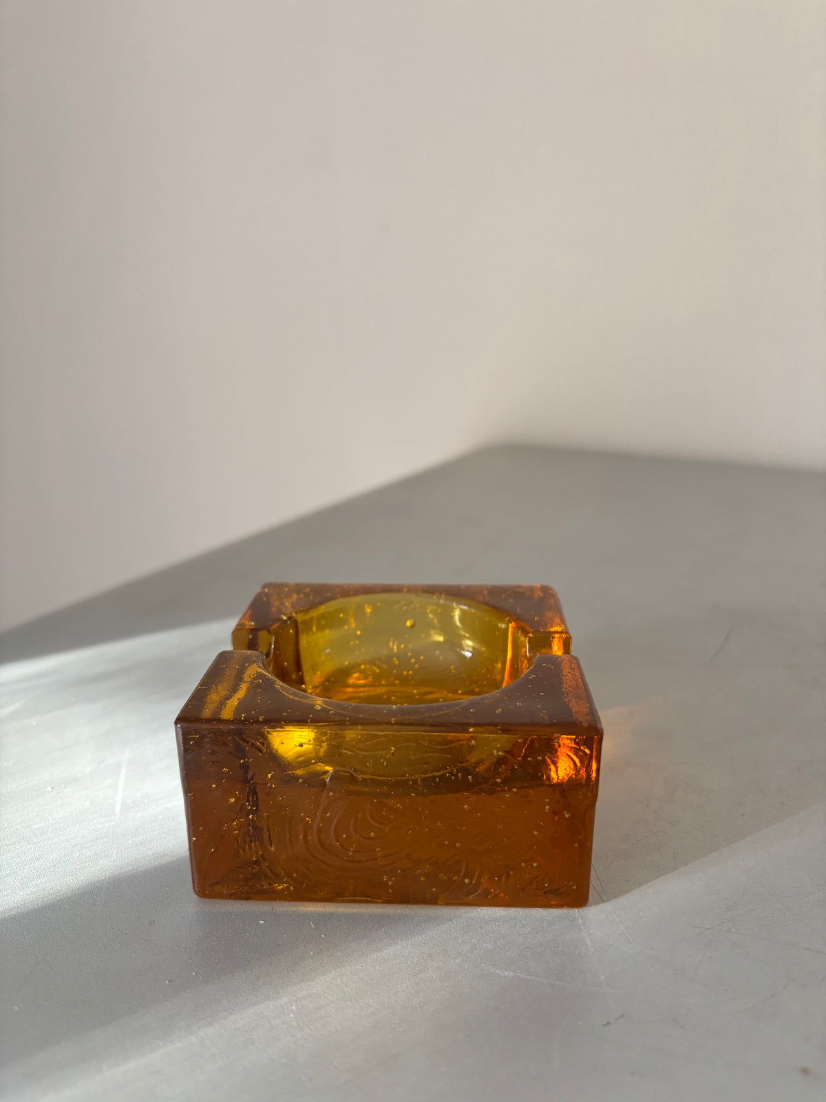 Murano Amber Briquet de Table et Cendrier Vintage – Antonio Imperatore (Années 70)