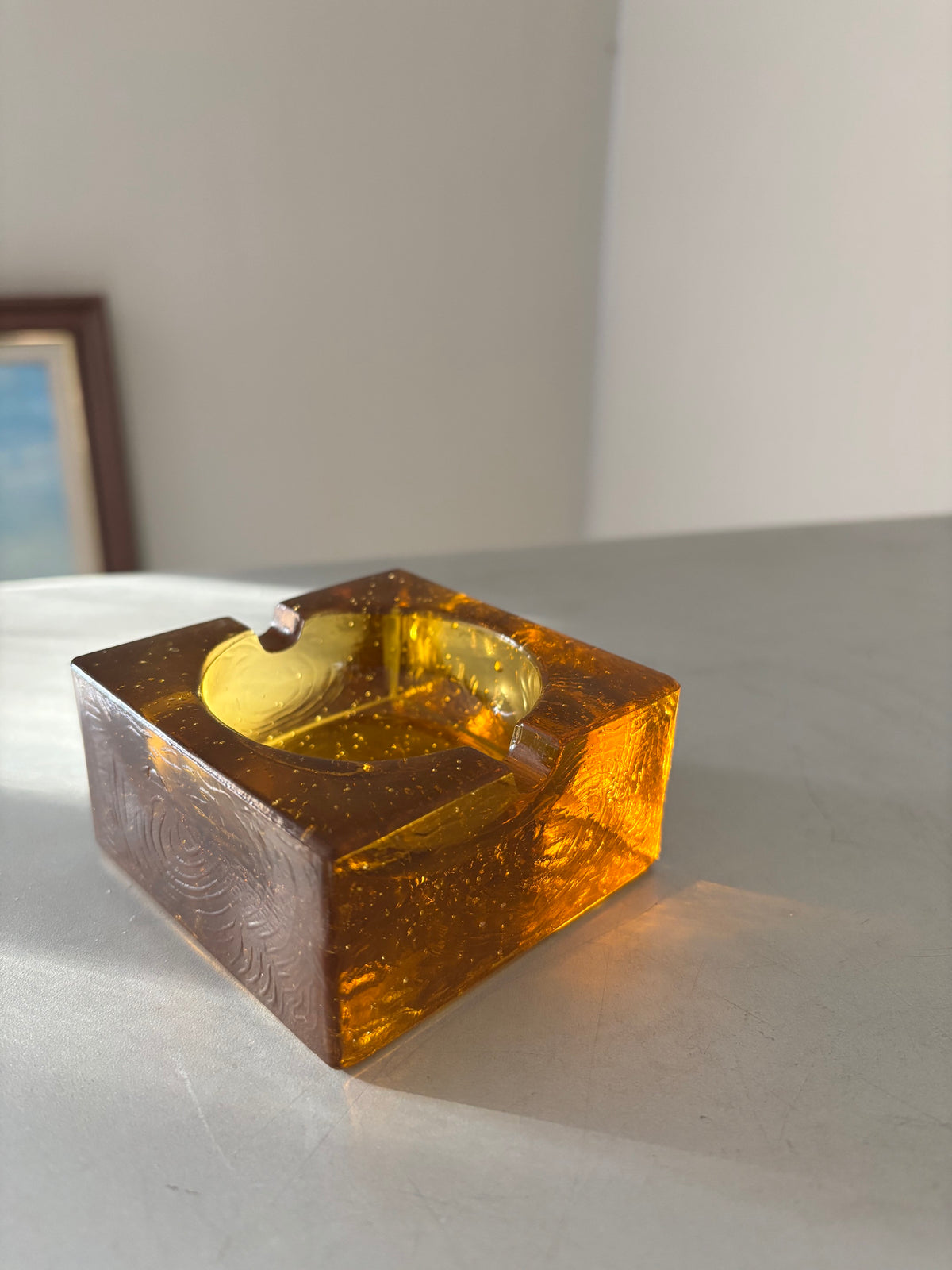 Murano Amber Briquet de Table et Cendrier Vintage – Antonio Imperatore (Années 70)