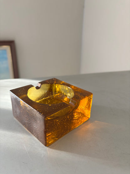 Murano Amber Briquet de Table et Cendrier Vintage – Antonio Imperatore (Années 70)