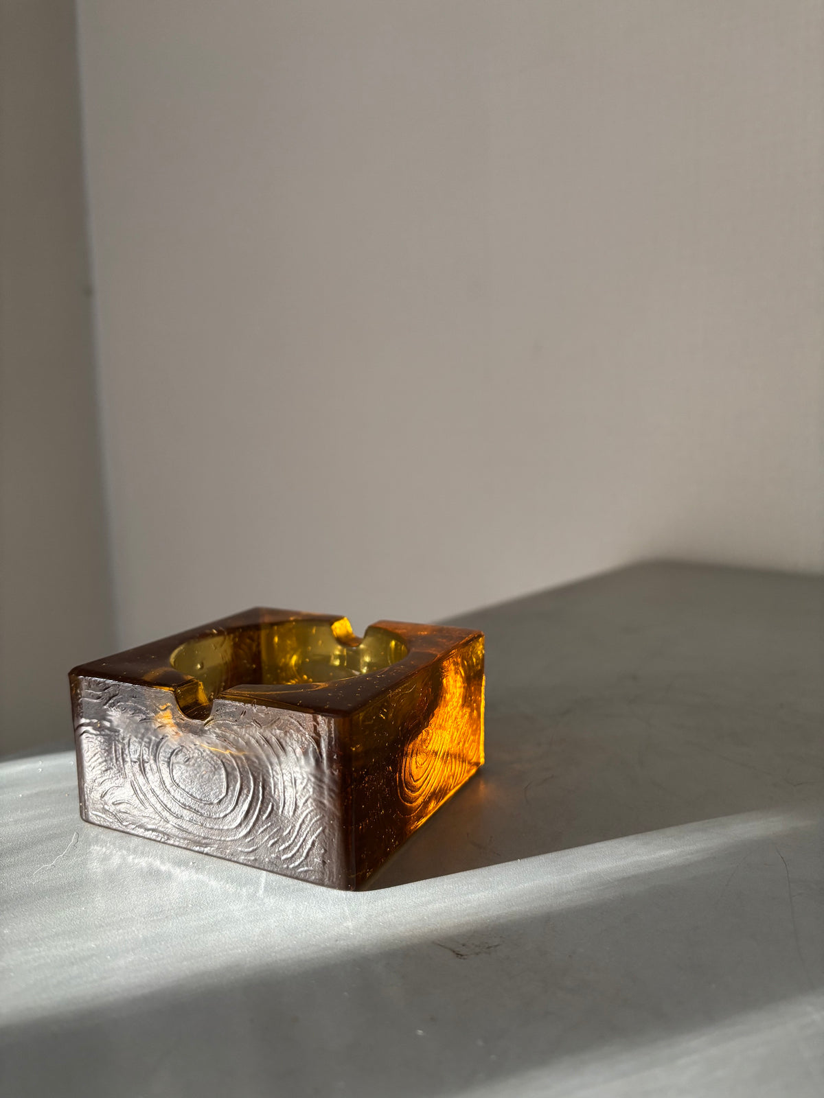 Murano Amber Briquet de Table et Cendrier Vintage – Antonio Imperatore (Années 70)