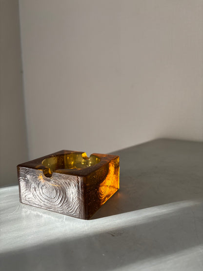 Murano Amber Briquet de Table et Cendrier Vintage – Antonio Imperatore (Années 70)