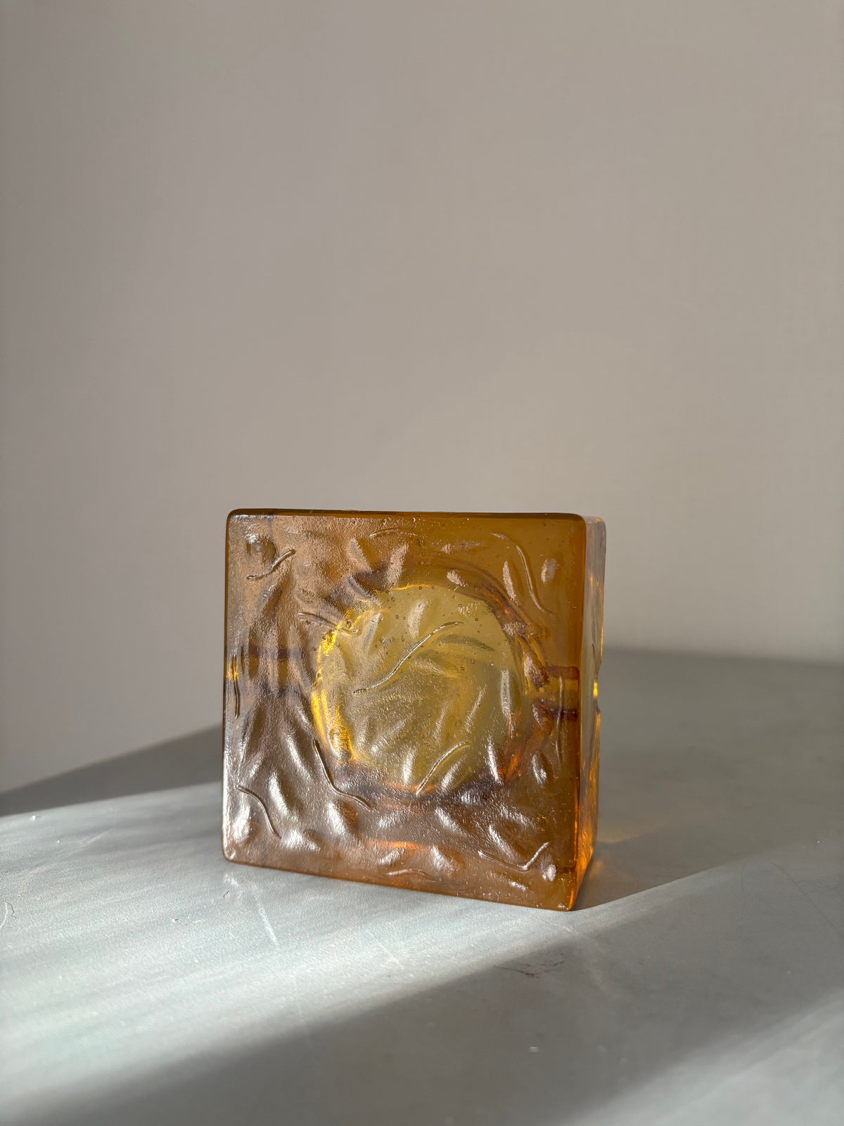 Murano Amber Briquet de Table et Cendrier Vintage – Antonio Imperatore (Années 70)