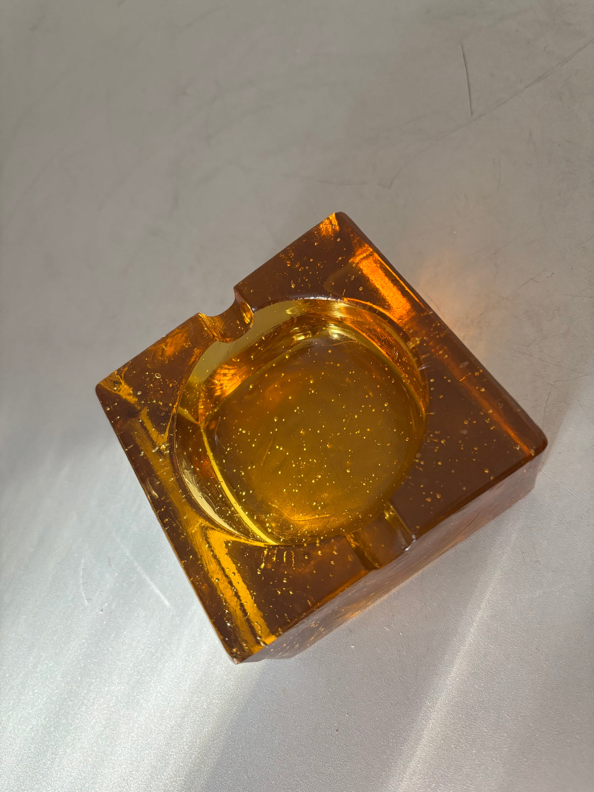 Murano Amber Briquet de Table et Cendrier Vintage – Antonio Imperatore (Années 70)