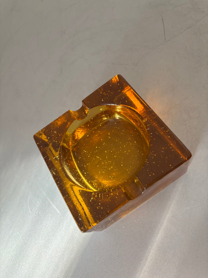 Murano Amber Briquet de Table et Cendrier Vintage – Antonio Imperatore (Années 70)