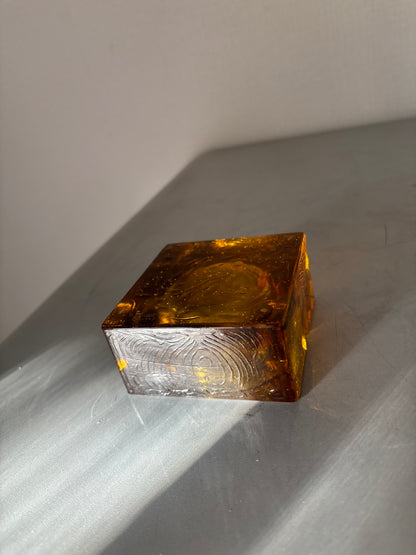 Murano Amber Briquet de Table et Cendrier Vintage – Antonio Imperatore (Années 70)