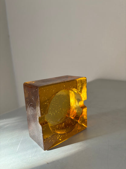 Murano Amber Briquet de Table et Cendrier Vintage – Antonio Imperatore (Années 70)