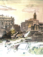 Lithographie signée Yves Brayer, Poussière du temps, numérotée, encadré/verre Antiquités de France