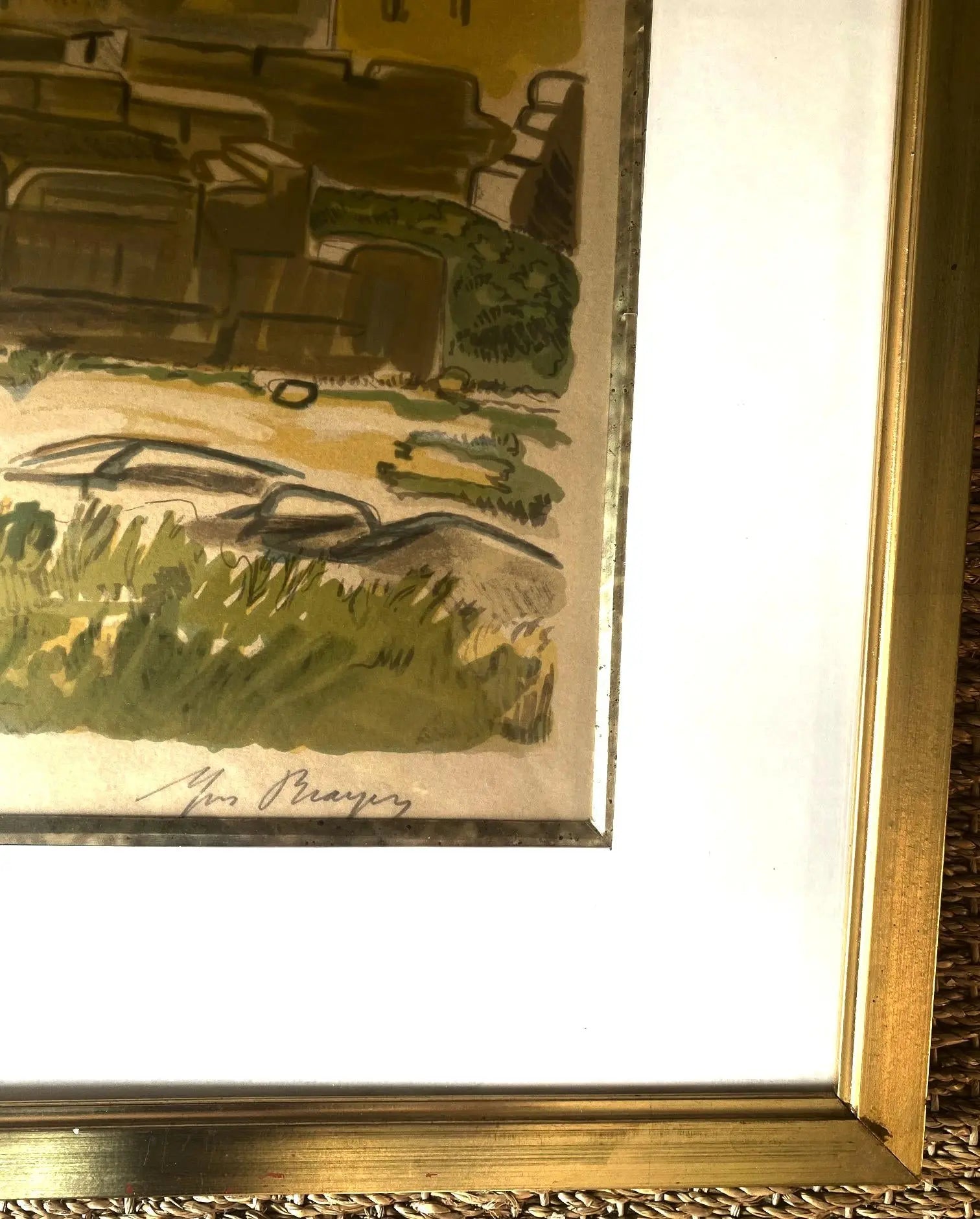 Lithographie signée Yves Brayer, Poussière du temps, numérotée, encadré/verre Antiquités de France