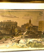 Lithographie signée Yves Brayer, Poussière du temps, numérotée, encadré/verre Antiquités de France