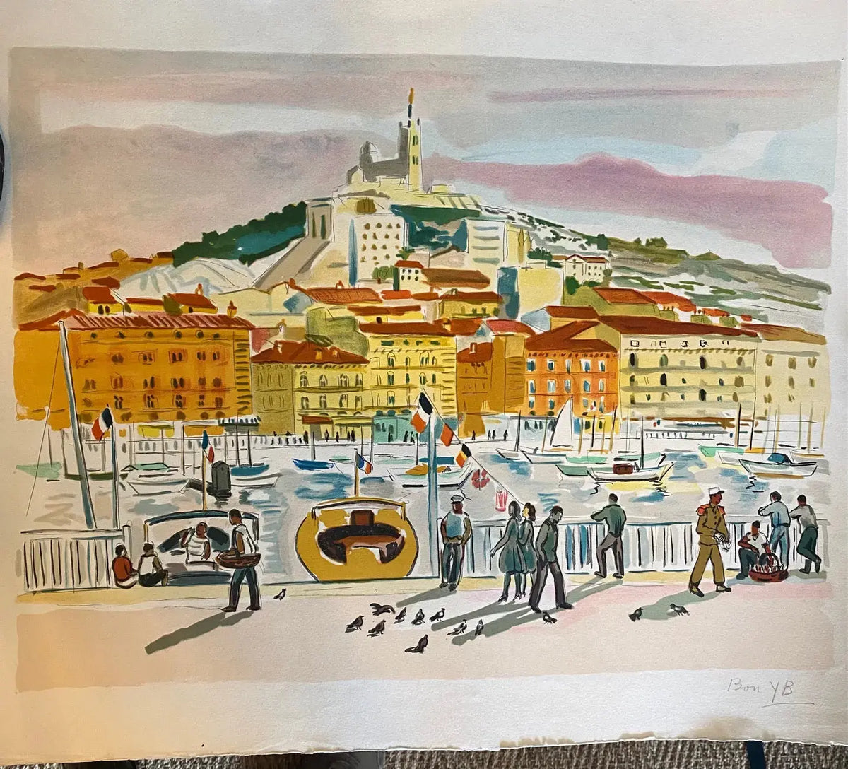 LITHOGRAPHIE Yves Brayer, monogrammée par sa femme, bon à tirer, pièce unique. Antiquités de France