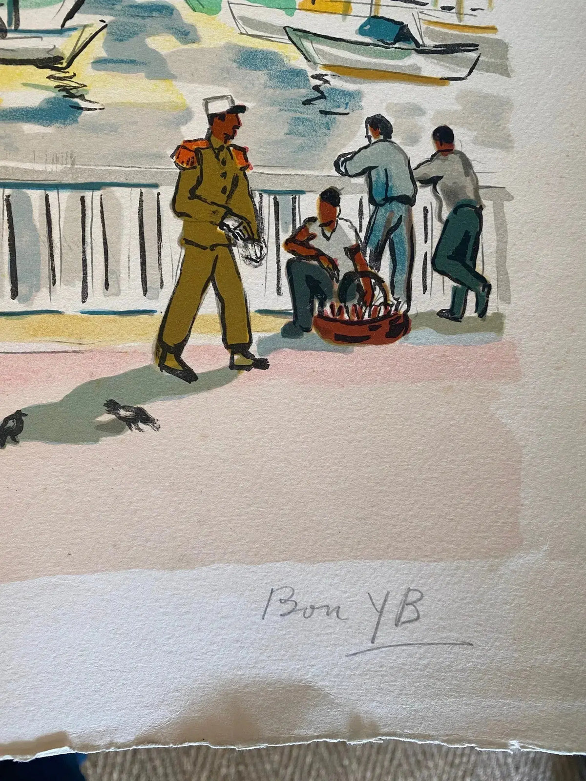 LITHOGRAPHIE Yves Brayer, monogrammée par sa femme, bon à tirer, pièce unique. Antiquités de France