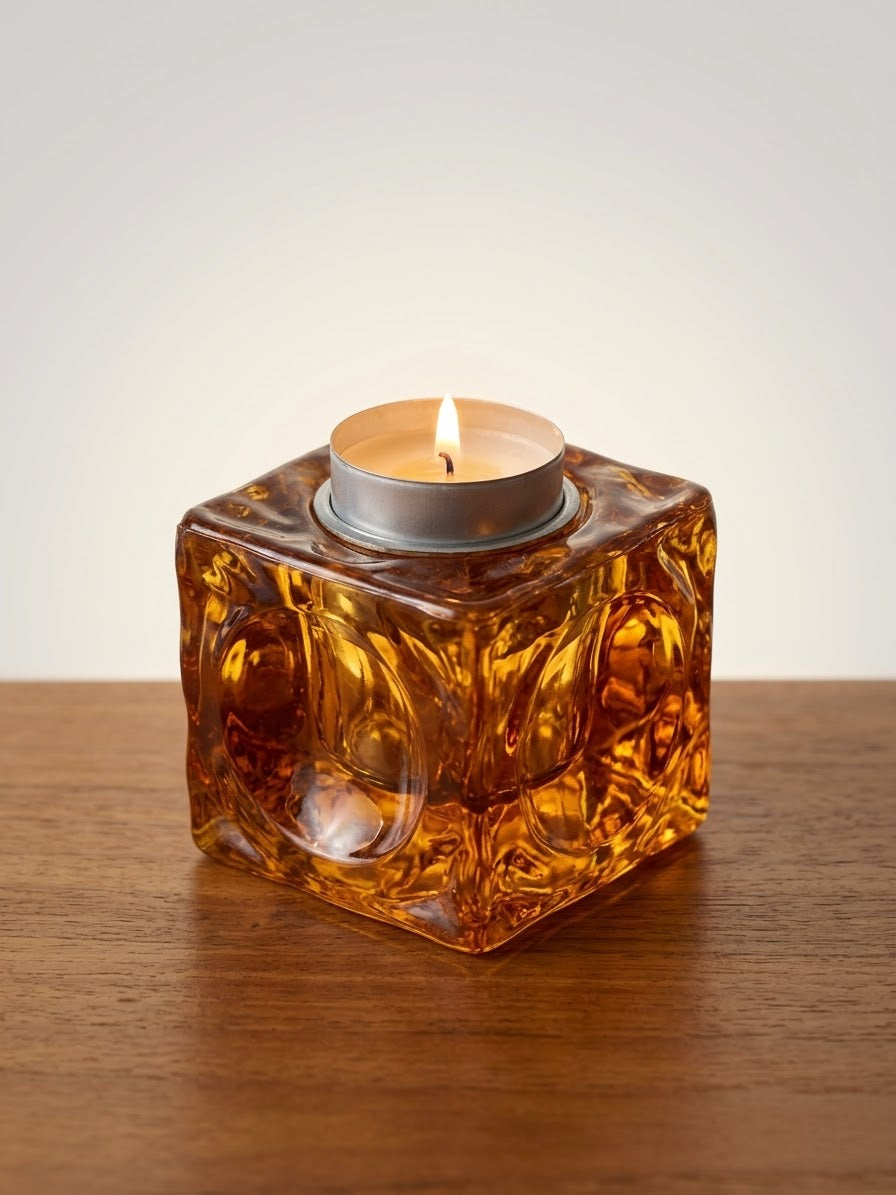 Murano Amber Briquet de Table et Cendrier Vintage – Antonio Imperatore (Années 70)