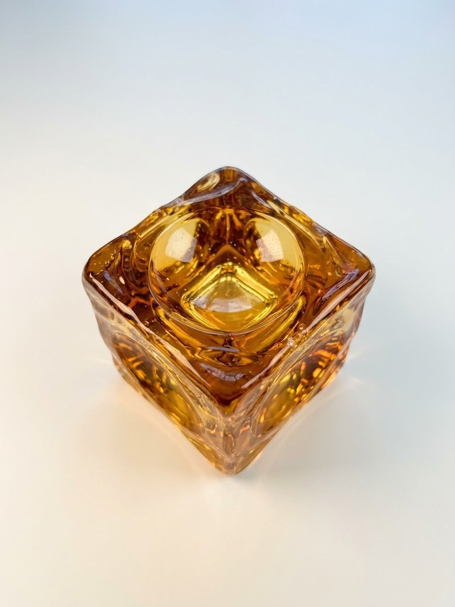 Murano Amber Briquet de Table et Cendrier Vintage – Antonio Imperatore (Années 70)
