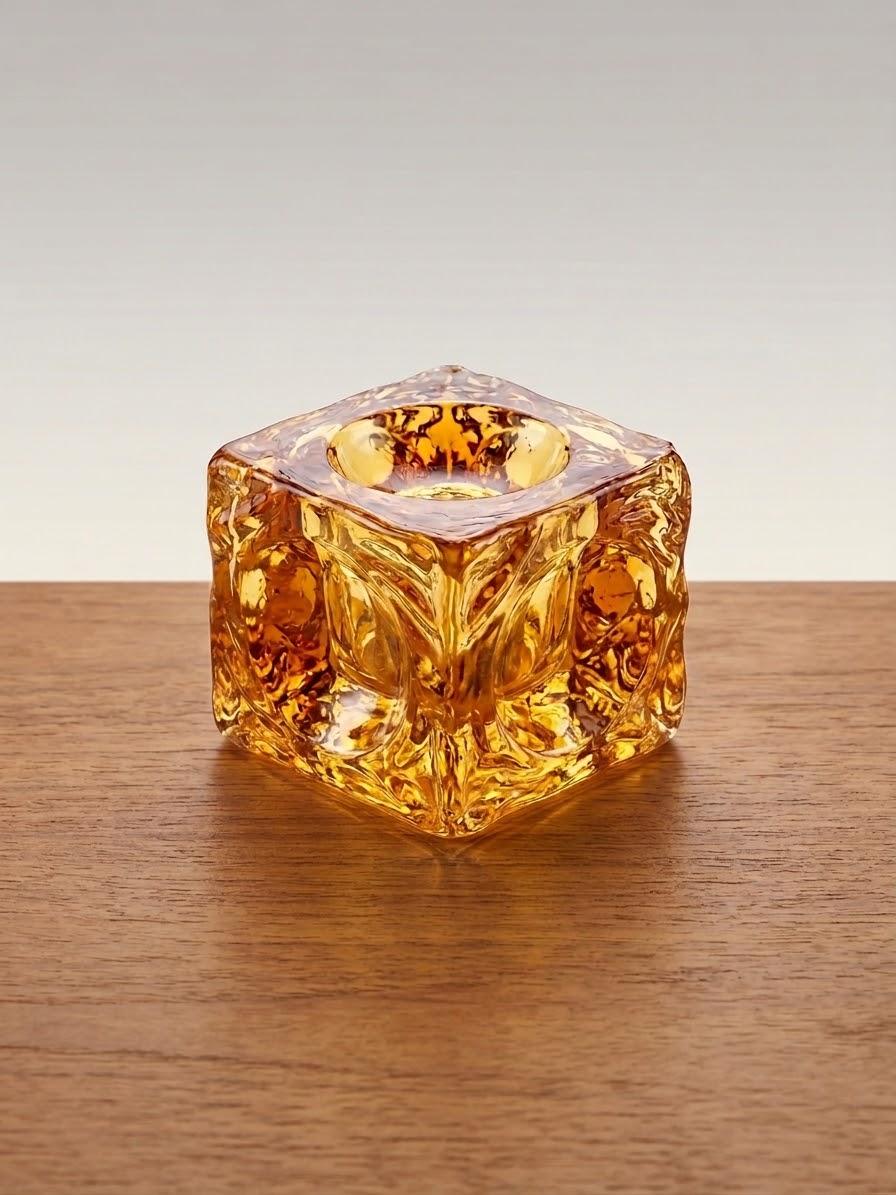 Murano Amber Briquet de Table et Cendrier Vintage – Antonio Imperatore (Années 70)