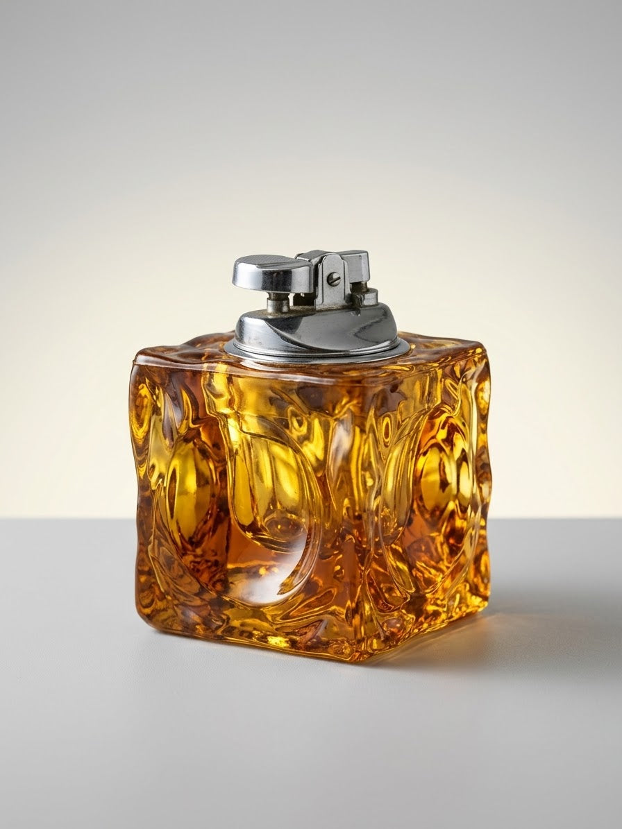 Murano Amber Briquet de Table et Cendrier Vintage – Antonio Imperatore (Années 70)