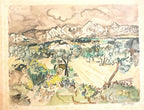 Yves Brayer, LITHOGRAPHIE signée ,numérotée 12/25, "Paysage des Alpilles", 1973 Antiquités de France
