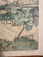 Yves Brayer, LITHOGRAPHIE signée ,numérotée 12/25, "Paysage des Alpilles", 1973 Antiquités de France