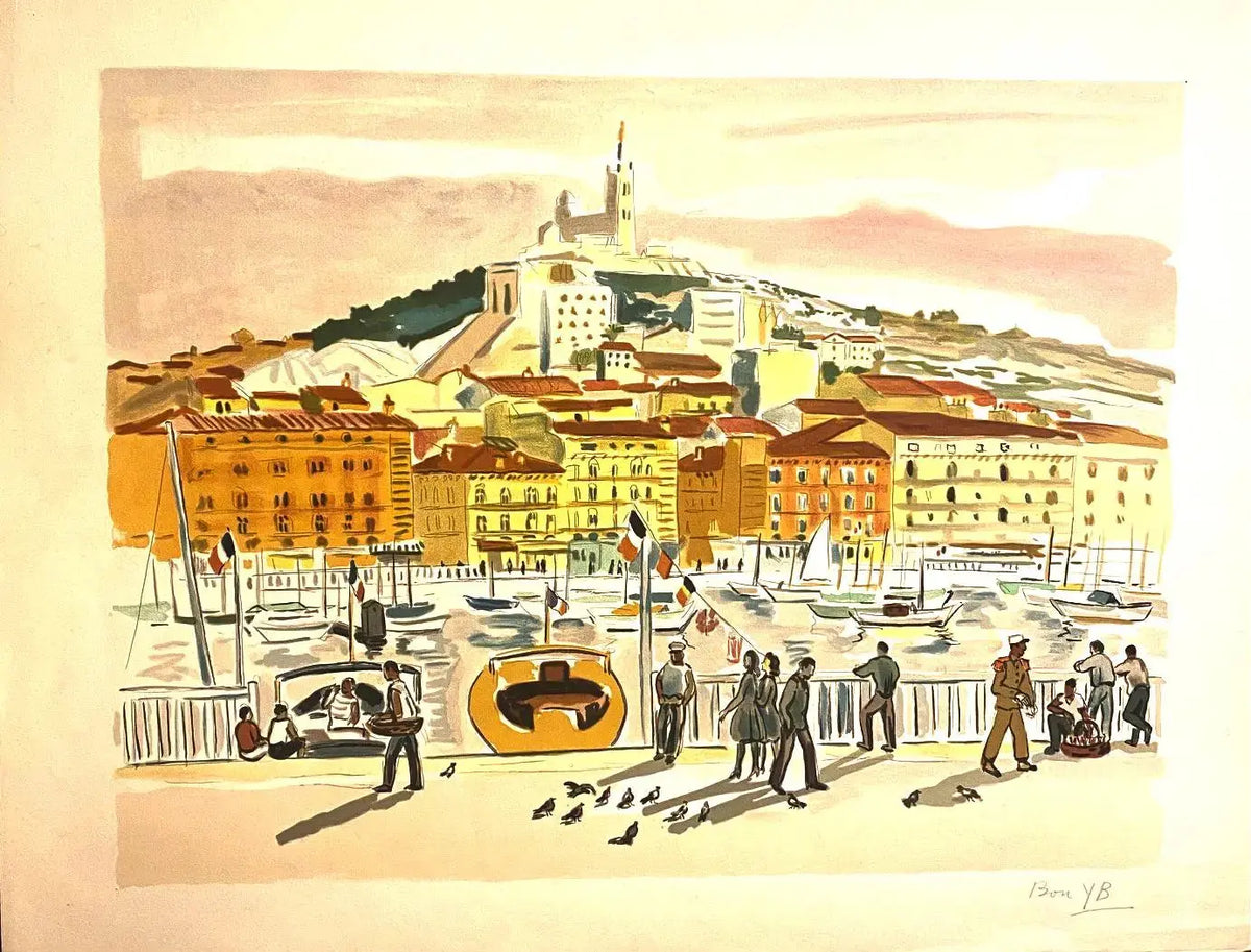 LITHOGRAPHIE Yves Brayer, monogrammée par sa femme, bon à tirer, pièce unique. Antiquités de France