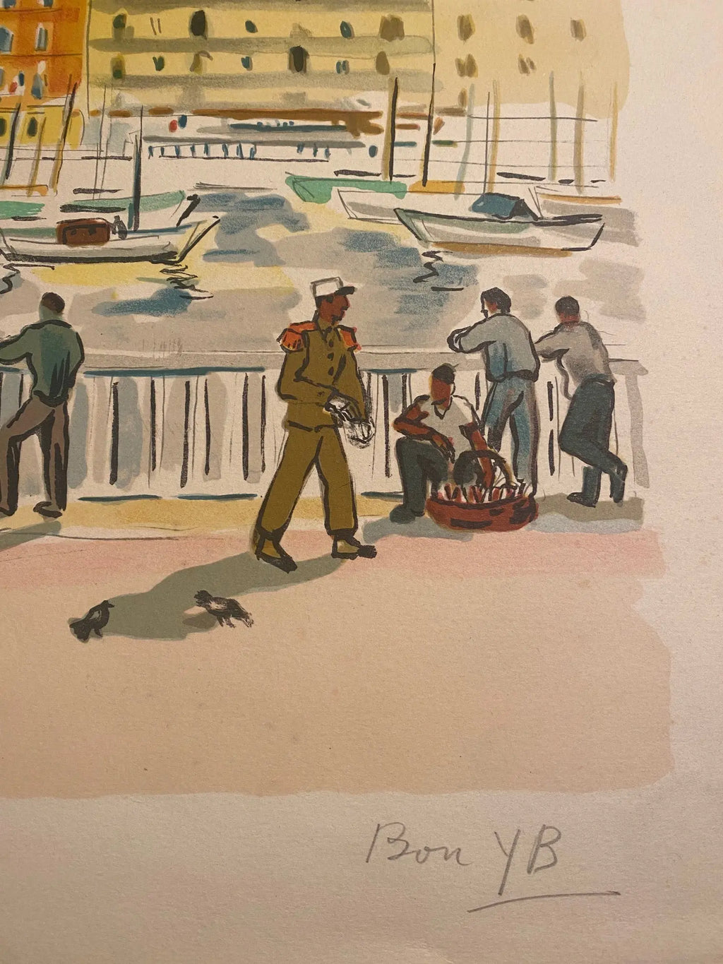 LITHOGRAPHIE Yves Brayer, monogrammée par sa femme, bon à tirer, pièce unique. Antiquités de France