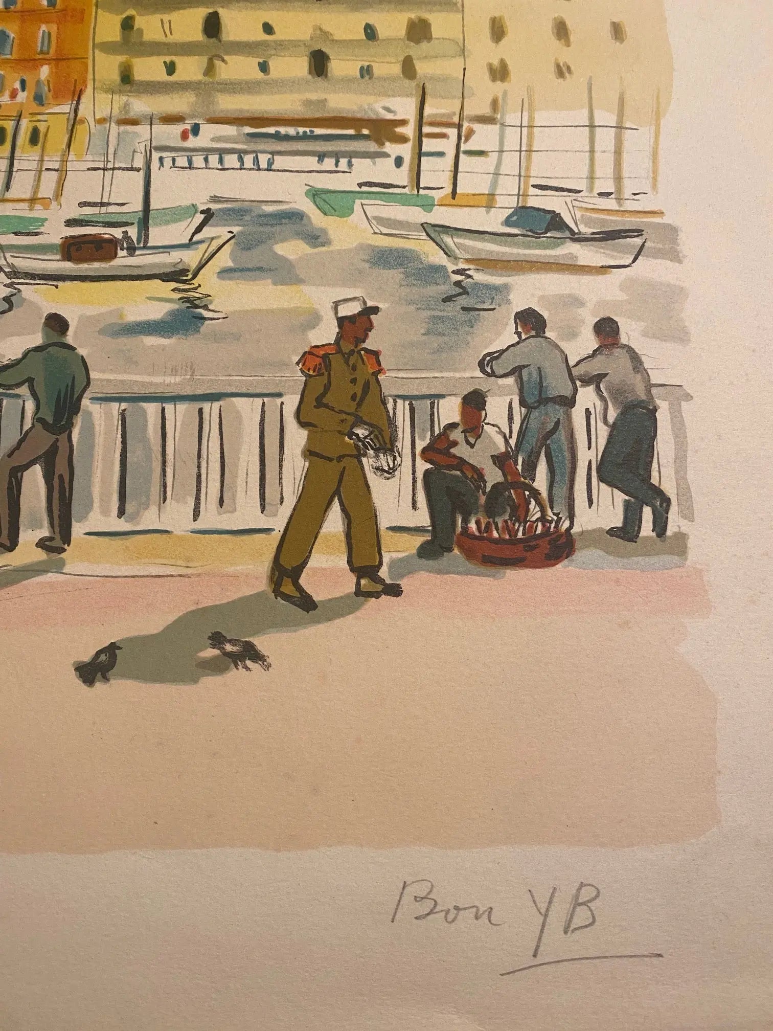 LITHOGRAPHIE Yves Brayer, monogrammée par sa femme, bon à tirer, pièce unique. Antiquités de France