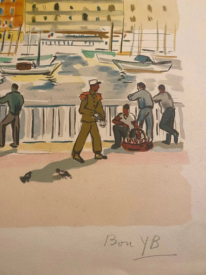 LITHOGRAPHIE Yves Brayer, monogrammée par sa femme, bon à tirer, pièce unique. Antiquités de France
