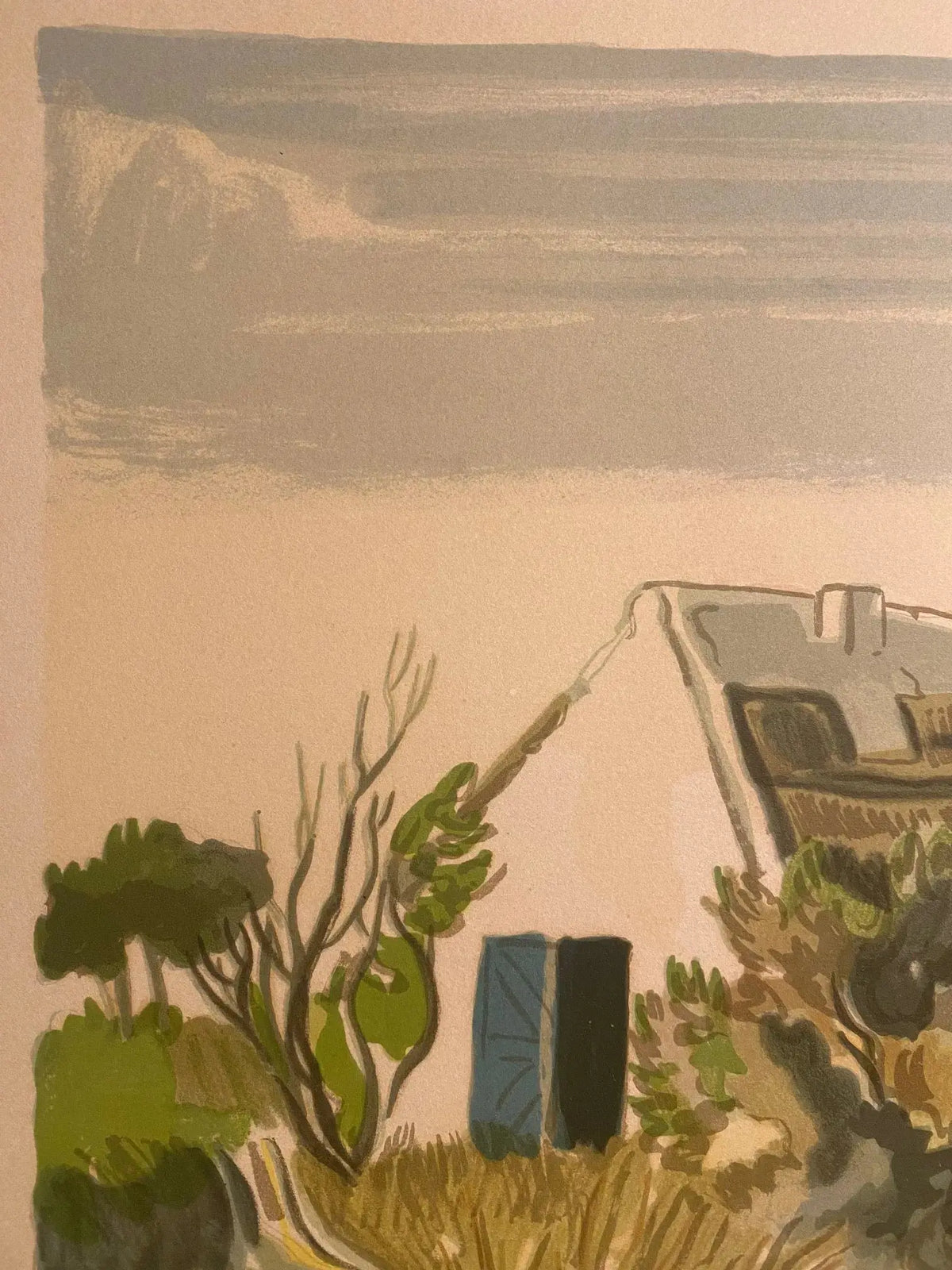 Lithographie signée Yves Brayer, Cabane gardiane, de 1973, numérotée. Antiquités de France