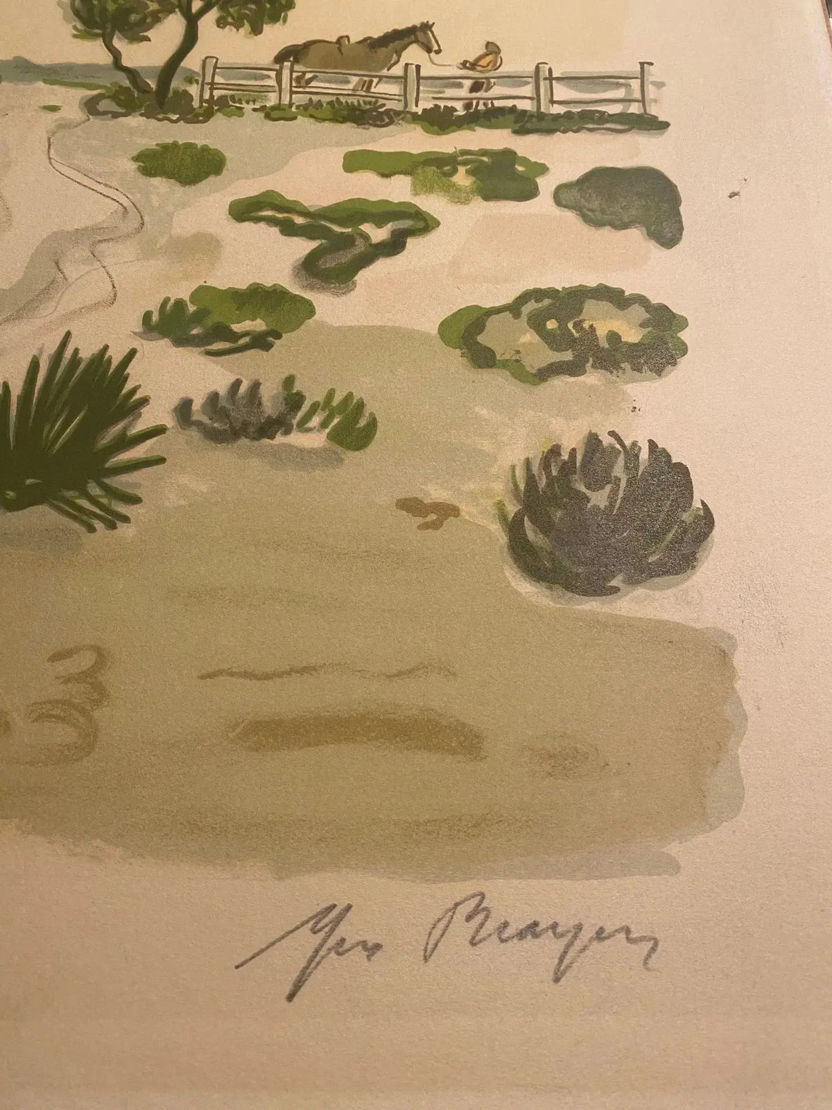 Lithographie signée Yves Brayer, Cabane gardiane, de 1973, numérotée. Antiquités de France