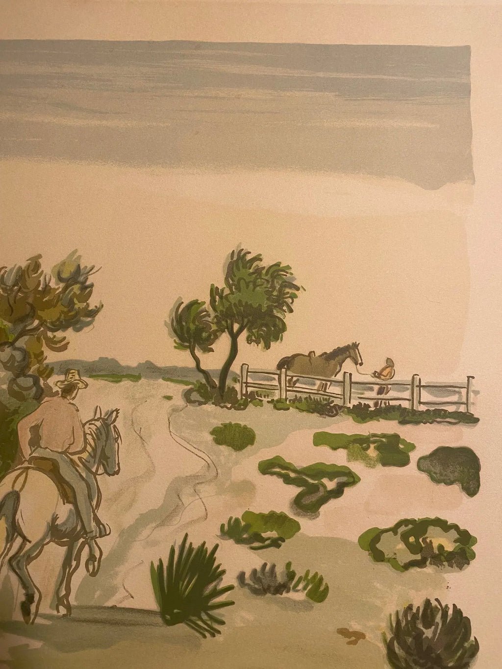 Lithographie signée Yves Brayer, Cabane gardiane, de 1973, numérotée. Antiquités de France