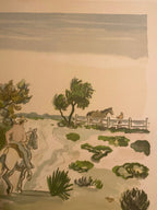 Lithographie signée Yves Brayer, Cabane gardiane, de 1973, numérotée. Antiquités de France