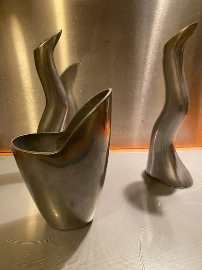 Vase design, bougeoirs design, Anna Efverlund, bel ensemble des années 80. Antiquités de France