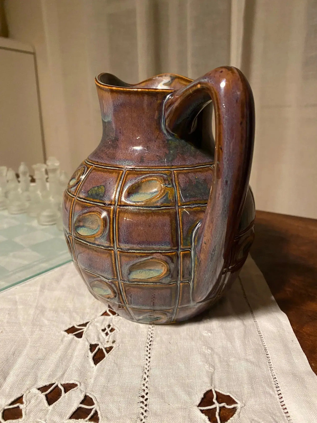 Pichet signé Denbac vintage, signé, numéroté, époque art nouveau. Antiquités de France