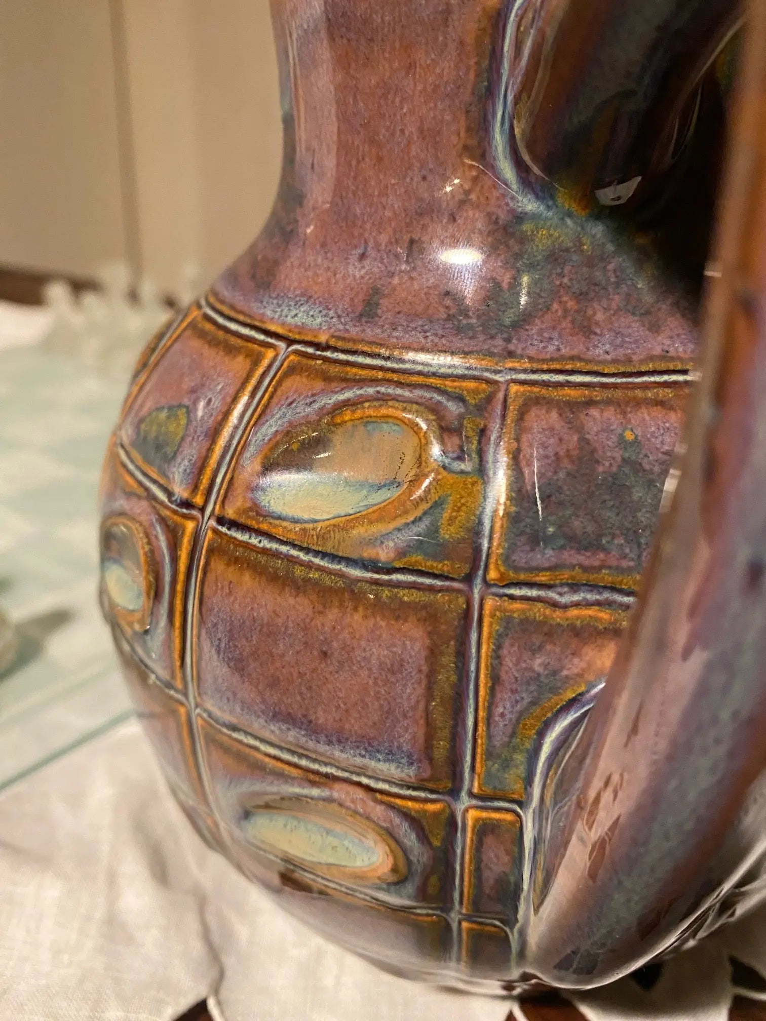 Pichet signé Denbac vintage, signé, numéroté, époque art nouveau. Antiquités de France