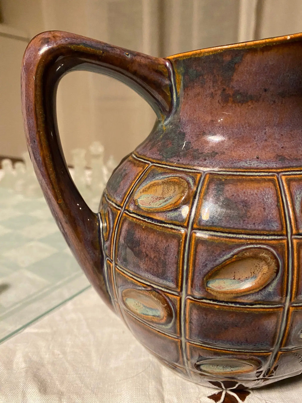 Pichet signé Denbac vintage, signé, numéroté, époque art nouveau. Antiquités de France