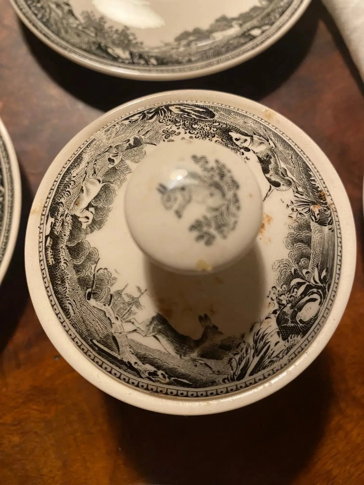 VILLEROY ET BOCH, sous tasses, SUCRIER à couvert, collection Artemis, début XXe. Antiquités de France