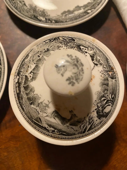 VILLEROY ET BOCH, sous tasses, SUCRIER à couvert, collection Artemis, début XXe. Antiquités de France