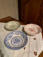 Lot 6 assiettes creuses Iron Stone – vaisselle anglaise XIXème, 3 couleurs-{{shop name}}