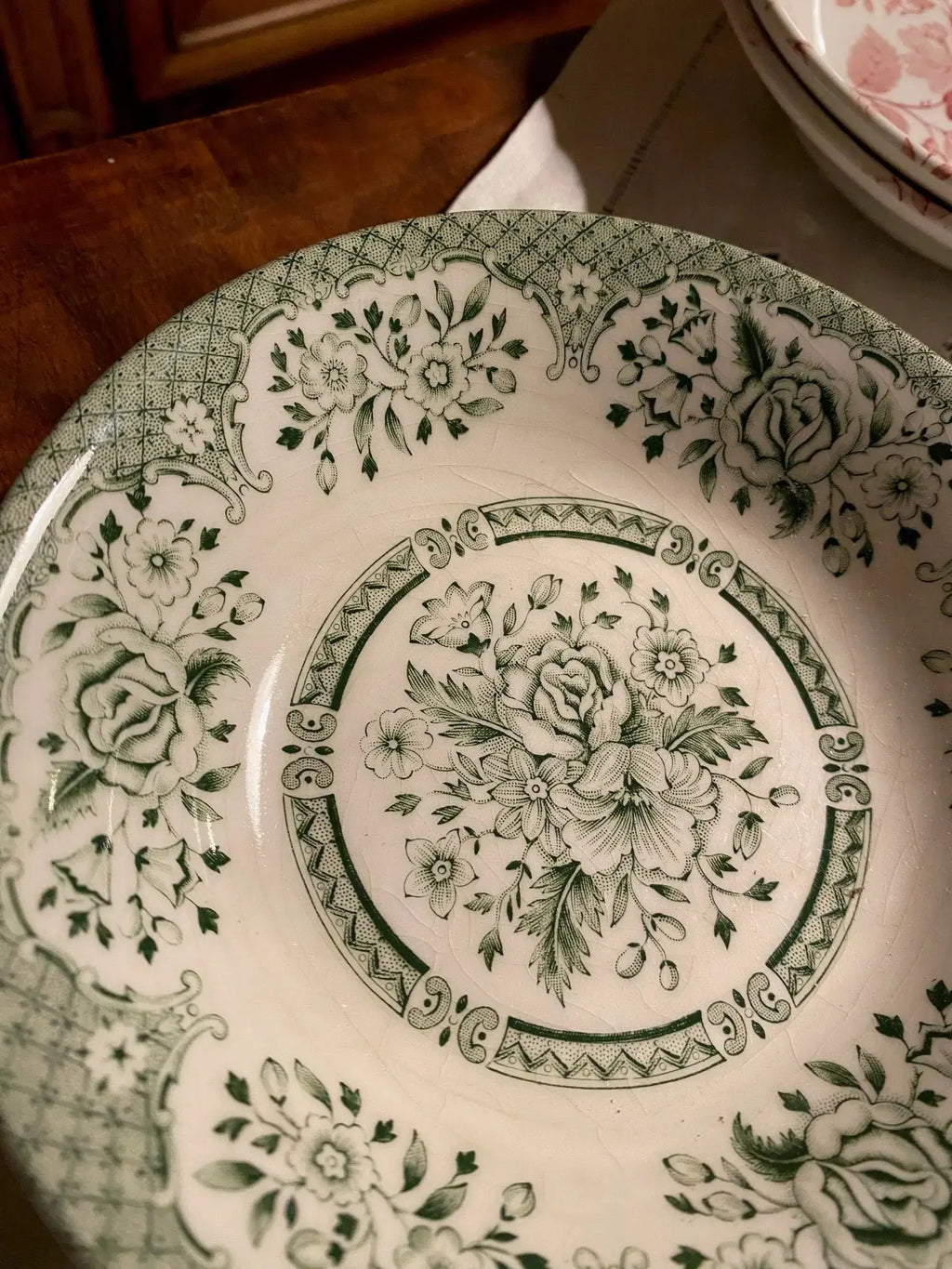 Lot 6 assiettes creuses Iron Stone – vaisselle anglaise XIXème, 3 couleurs-{{shop name}}