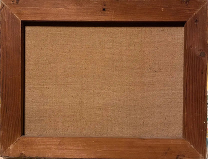 Tableau ancien signé, milieu XXème, huile sur toile, paysage d'une ferme. Antiquités de France
