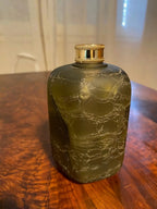 Flacon ancien signé, Ensemble salle de bain, Marcel Franck, verre craquelé. 7 pièces. Antiquités de France