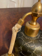 Flacon ancien signé, Ensemble salle de bain, Marcel Franck, verre craquelé. 7 pièces. Antiquités de France